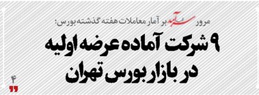 9 شرکت آماده عرضه اولیه در بازاربورس تهران