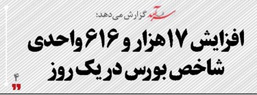 افزایش 17هزار و 616 واحدی شاخص بورس در یک روز