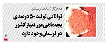 توانایی  تولید ۵۰ درصدی بچه‌ماهی موردنیاز کشور  در لرستان وجود دارد