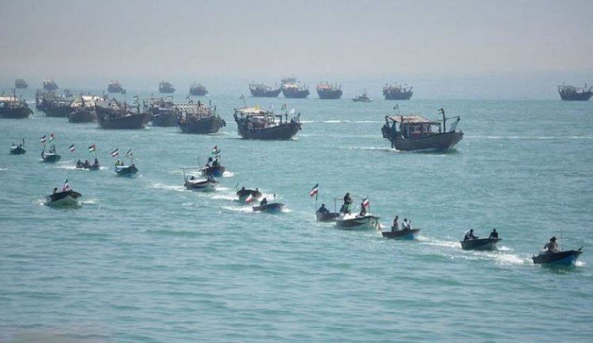 رژه اقتدار دریایی ایران در حمایت از فلسطین