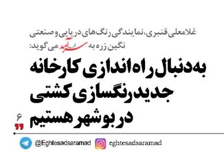 به‌دنبال راه اندازی کارخانه جدید رنگسازی کشتی  در بوشهر هستیم