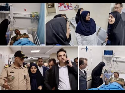 عیادت وزیر راه و شهرسازی از مصدومان حادثه انفجار بندر شهید رجایی در بیمارستان نیروی دریایی ارتش