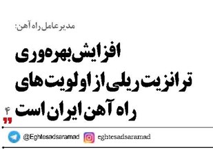 افزایش بهره‌وری ترانزیت ریلی   از اولویت های راه آهن ایران است 