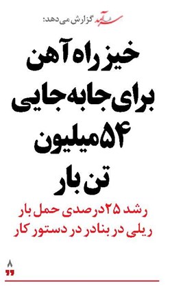 خیز راه‌آهن برای جابه‌جایی 54میلیون تن بار