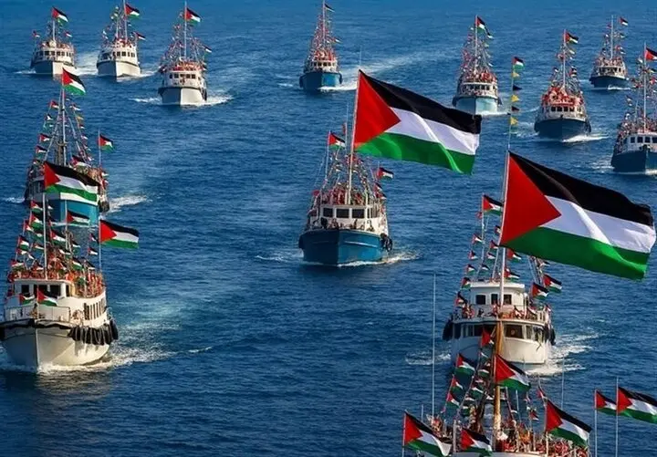 ۴۵ کشتی ناوگان صمود ۳ روز تا غزه فاصله دارند